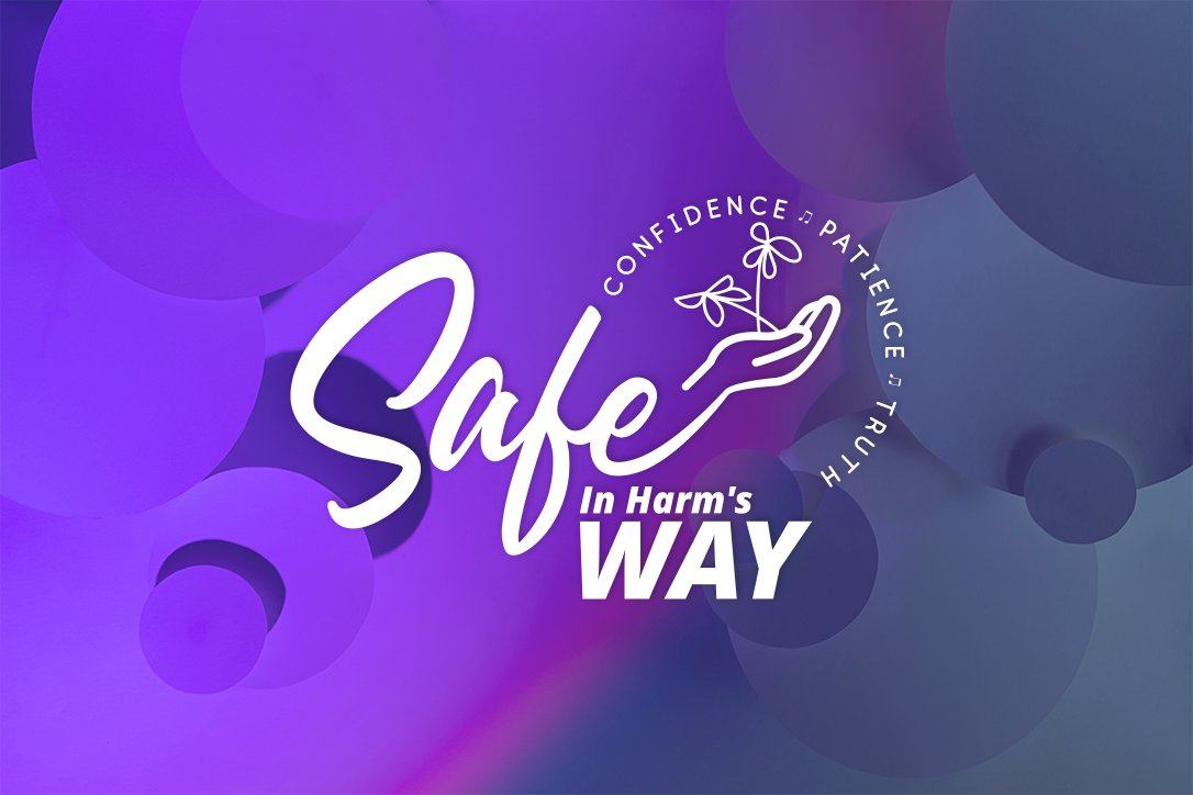 Safe In Harm's Way logo on purple/blue background