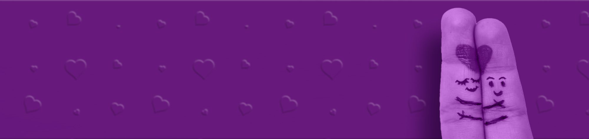 Two fingers painted to look like they are hugging