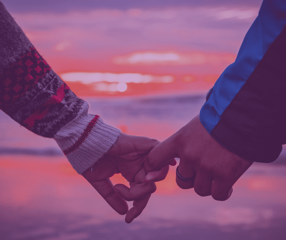 Lovers holding hands
